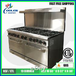 10 Burner Oven Range 60 Double Hot Plate Stove Top Commercial Kitchen NSF NEW