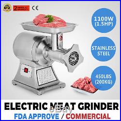 1100 Watt 1.5 HP Industrial Electric Meat Grinder Meats Grind 3 Speed with3 Plates
