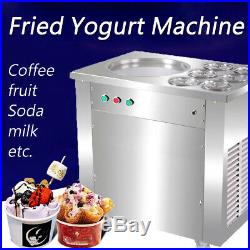 110V Fry Ice Cream Rolls Machine Cold Slab Freeze Plate S/Steel Pan 6 Bucket