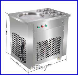 110V Fry Ice Cream Rolls Machine Cold Slab Freeze Plate S/Steel Pan 6 Bucket