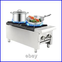 12 Commercial Gas Hot Plate Countertop Natural&LP Gas Stove Restaurant 2 Burner
