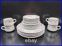 12 Pc Shenango China Chardon Rose Red Plates Cups Vintage Restaurant Ware Lot