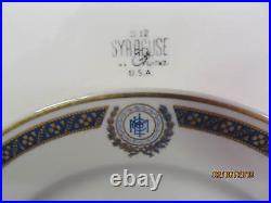 12pc Syracuse China BLUE/GOLD Band Restaurant Ware for 2, Monogrammed ILM/MIL CO