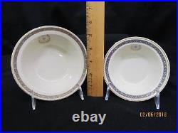 12pc Syracuse China BLUE/GOLD Band Restaurant Ware for 2, Monogrammed ILM/MIL CO