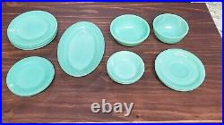 14 Pcs. Fire-king Jadeite/ Restaurant Ware Bowls And Plates