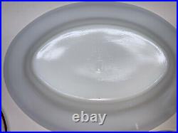 14 Piece LOT Vtg Pyrex Restaurant Tableware Maroon Stripe 715 Bowls NOS Platter