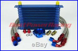 15 Row 10 AN Universal Engine Transmission Oil Cooler & Sandwich Plate Adapter