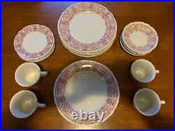 20pc Jackson Custom China Restaurant Red Owl Scallop 4 Place Settings DETAILS