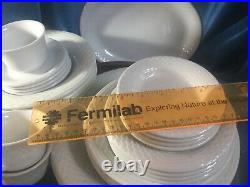 29 pc service for 4 X7 +platter REGO Porcelain China White Embossed scales