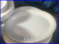 29 pc service for 4 X7 +platter REGO Porcelain China White Embossed scales