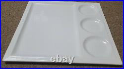 35 white four compartment ceramic 12x12 dinner plates, fine dining Asian cusine