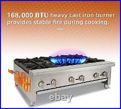 36 Countertop Gas Range Hotplate 6 Burners Stove Propane Restaurant 168,000 BTU