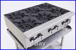 36 Hd 6 Burner Heavy Duty Commercial Counter Top Gas Hot Plate Gas W Table Pkg