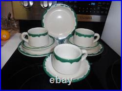 3 Cups & Saucers 7 Plates Tepco Green Restaurant Ware Wintergreen Wave