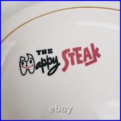 3 Homer Laughlin Happy Steak Plates Oval Restaurant Ware Vintage