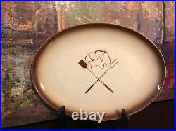 4 Vintage Embassy Restaurant Ware Grill Chef BBQ OVAL Dinner PLATE Airbrush 13