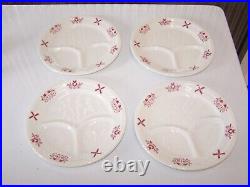4 Vintage HOMER LAUGHLIN BEST CHINA USA Restaurant Ware Divided Plates Red White