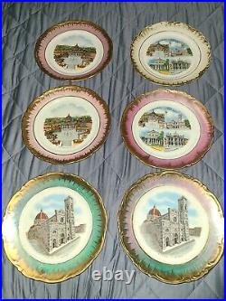 6 Florentine Plates From Nando's Restaurant, Palm Beach, Florida, 1970's