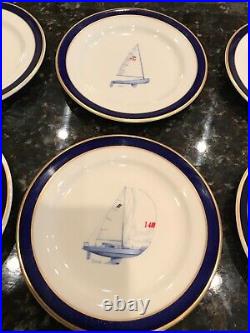 6 Sterling Vitrified China Restaurant Ware 8 Custom Sailing Decal Plates