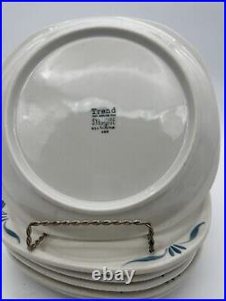 6 Syracuse Trend Blue Scrolls NORMANDY 7.75 Square Lunch Plates Restaurant Ware