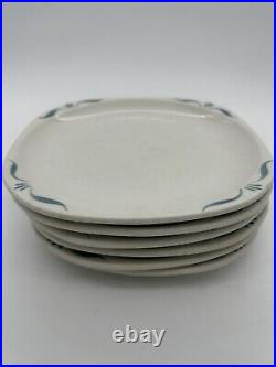 6 Syracuse Trend Blue Scrolls NORMANDY 7.75 Square Lunch Plates Restaurant Ware