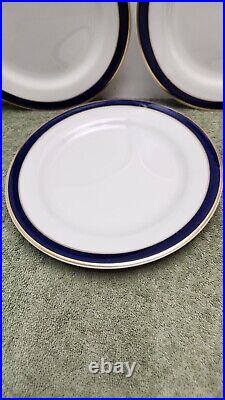 7 STATLER HOTEL Sterling China Restaurant Ware Gold Rim Cobalt Blue Salad Plates
