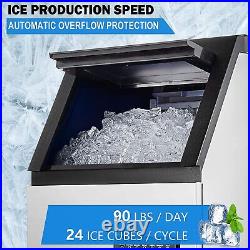 90LBS/24H Commercial Restaurants Ice Maker Machine Freestanding Undercounter