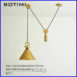 Adjustable Golden Pendant Light Metal Warm White Incandescent Bulb Lampshade New