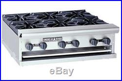 American Range 36in Commercial Counter Top Gas Hot Plate With 6 Open Burners