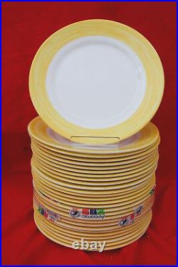 Arcoroc Brush Yellow 10 Dinner Plates Yellow and White Lot of 28 C1028