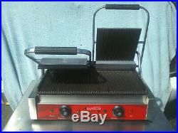 Avantco P84 Double Commercial Panini Sandwich Grill with Grooved Plates