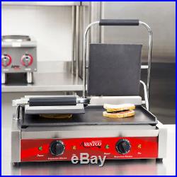 Avantco P85S Double Commercial Panini Sandwich Grill Smooth Plates