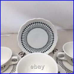 Black Lace Pattern Vintage Syracuse China lot 10 Cups Saucers Restaurant Ware