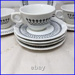 Black Lace Pattern Vintage Syracuse China lot 10 Cups Saucers Restaurant Ware