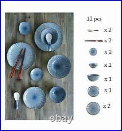 Blue Japanese Design Ceramic Tableware Series Set For Home Restaurant Accessory