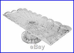 Bohemia Crystal Footed Plate, 16L Rectangular Serving Fruit Appetizers Platter