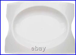 CAC China Fashion Bridge 10 x 7-1/4 x 1-1/2 White Porcelain Platter Box of 6