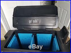 Cambro Plastic Milk Cooler with 7 Removable Freezer Plates on Wheels
