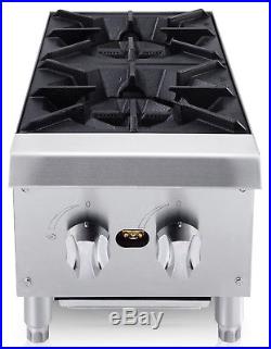 Chef's Exclusive 12 2 Burner Commercial Countertop Hot Plate 50,000BTU NAT GAS