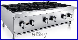 Chef's Exclusive 36 6 Burner Commercial Countertop Hot Plate 150,000BTU LP GAS