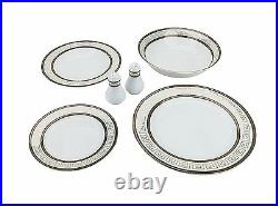 Classic Gold-Plated Porcelain Dinner Service for Eight, 49-Piece Dinnerware Set