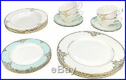 Classic Gold-Plated Porcelain Dinner Service for Four, 20-Piece Dinnerware Set