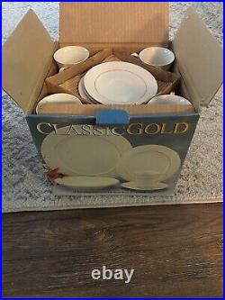 Classic Gold-Plated Porcelain Dinner Service for Four, 20-Piece Dinnerware Set