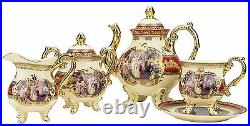 Classic Gold-Plated Vintage Porcelain Dining Tea Set for Six, 15-Piece Set