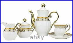 Classic Gold-Plated Vintage Porcelain Dining Tea Set for Six, 15-Piece Set