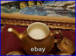 Classic Gold-Plated Vintage Porcelain tea set pot créamer sugar set 22 k