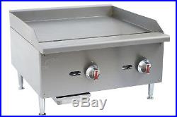 Commercial Kitchen Countertop Gas Griddle 24 60,000 BTU 3/4 Plate
