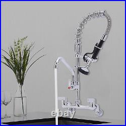 Commercial Kitchen Sink Faucet Restaurant Center 360° Rotate +Pull Down Sprayer