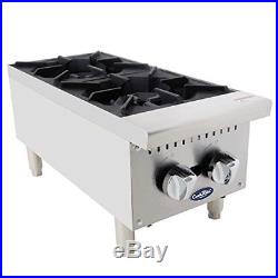 CookRite Two Burner Hot Plate Commercial Countertop Natural Gas Range ATHP-12-2
