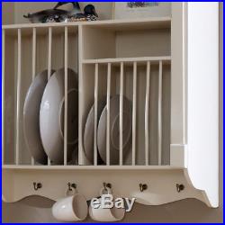 Cream Wall Mounted Plate Rack kitchen crockery French country shabby vintage
